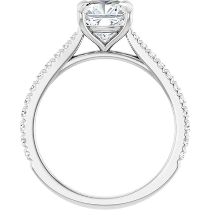 Cushion White Gold Claw Set Style Engagement Ring