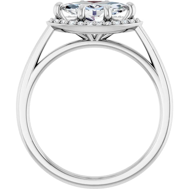 Marquise White Gold East West Halo Style Engagement Ring