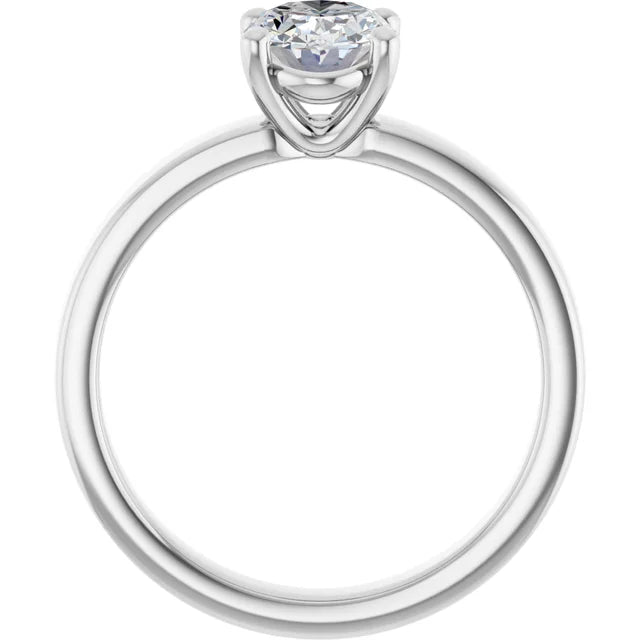 Oval White Gold Wide Band Solitaire Engagement Ring