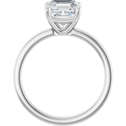 Asscher White Gold Wide Band Solitaire Engagement Ring