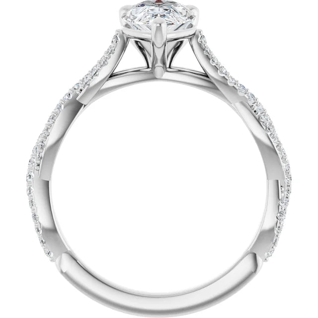 Pear White Gold Twist Style Engagement Ring