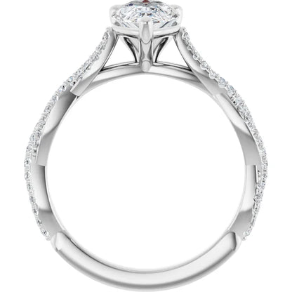 Pear White Gold Twist Style Engagement Ring