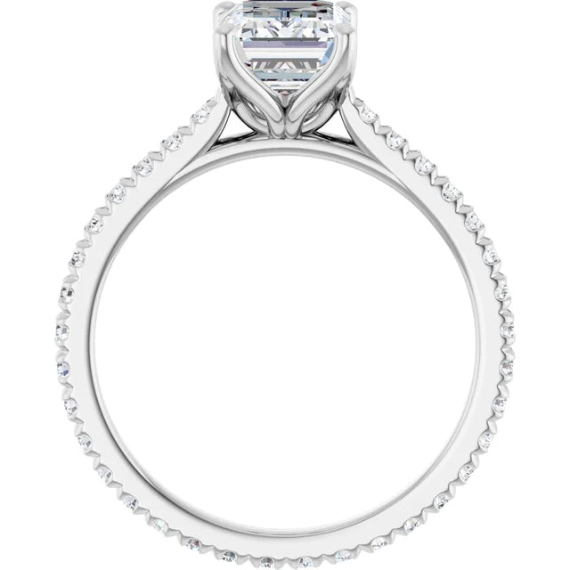 Emerald White Gold Claw Set Eternity Style Engagement Ring