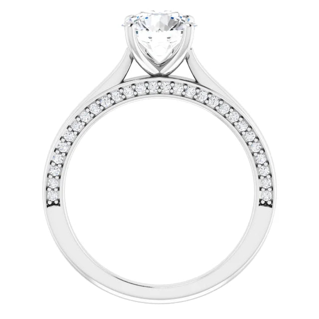 Round Brilliant White Gold Solitaire & Hidden Diamond Band Engagement Ring