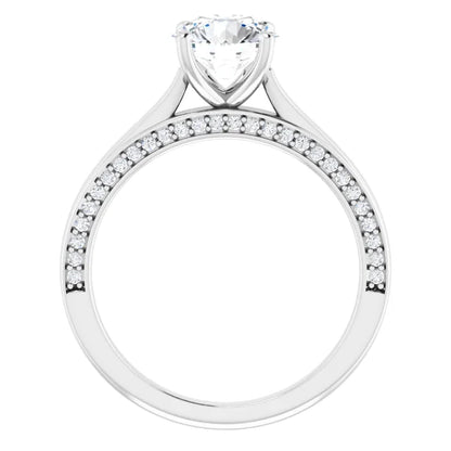 Round Brilliant White Gold Solitaire & Hidden Diamond Band Engagement Ring