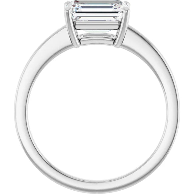 Emerald White Gold East West Solitaire Style Engagement Ring