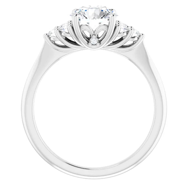 Round Brilliant White Gold Antique Inspired Design Engagement Ring
