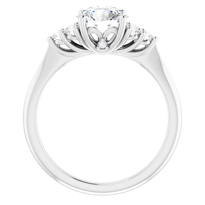 Round Brilliant White Gold Antique Inspired Design Engagement Ring