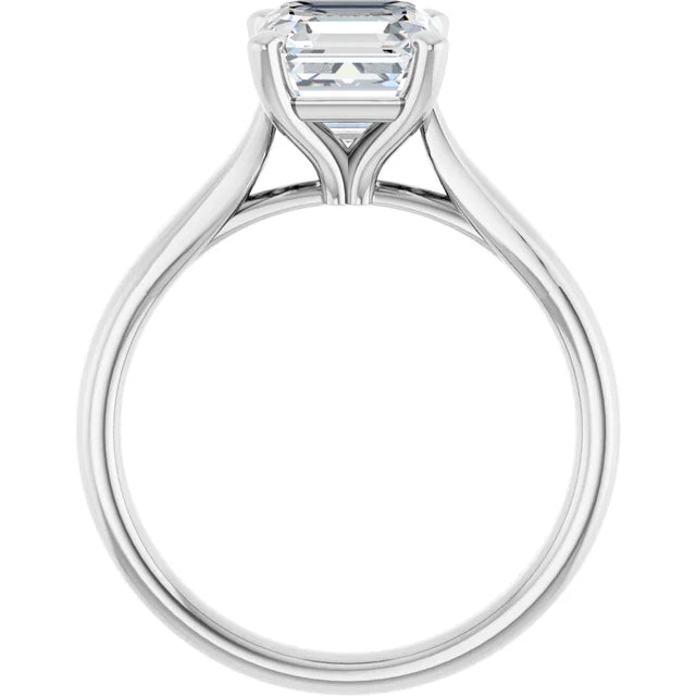 Four Claw White Gold Asscher Solitaire Engagement Ring