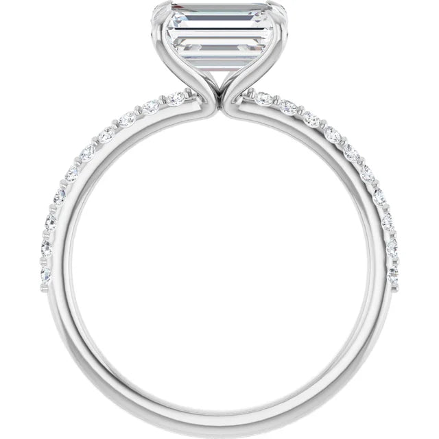 Emerald White Gold East West Style Engagement Ring