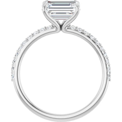 Emerald White Gold East West Style Engagement Ring