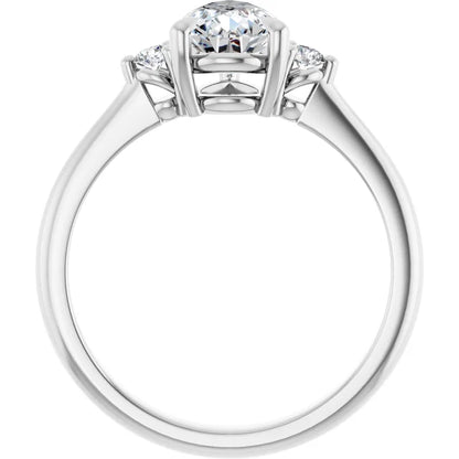 Oval White Gold Accent Engagement Ring
