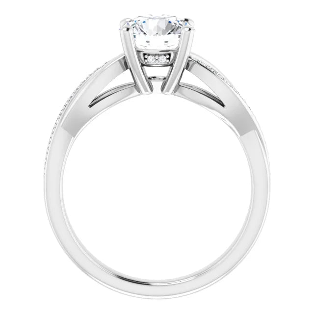 Round Brilliant White Gold Claw Set Twist Style Engagement Ring 