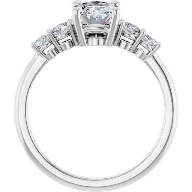 Oval White Gold Multi Stone Accent Style Engagement Ring