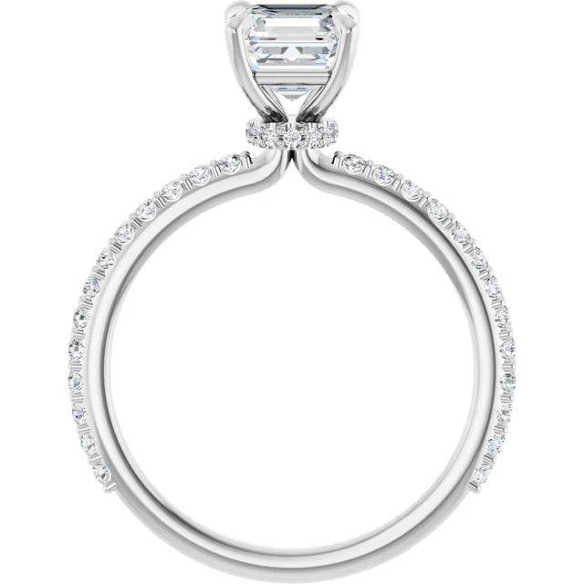 Asscher White Gold Claw Set Style Engagement Ring 