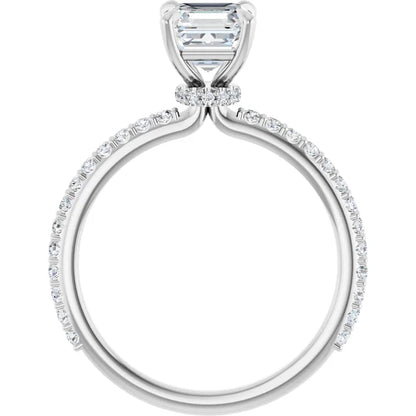 Asscher White Gold Claw Set Style Engagement Ring 