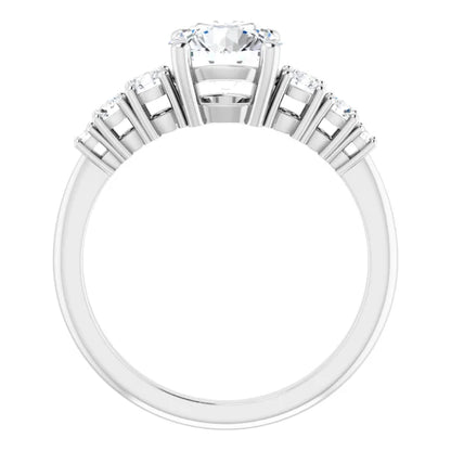 Round Brilliant White Gold Multi Stone Accent Style Engagement Ring