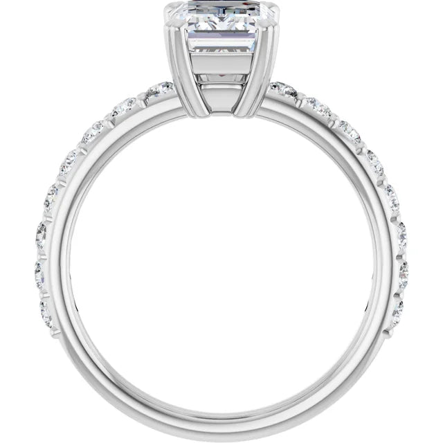 Emerald White Gold Claw Set Style Engagement Ring 