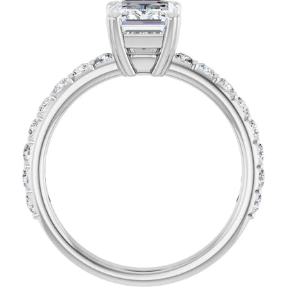 Emerald White Gold Claw Set Style Engagement Ring 