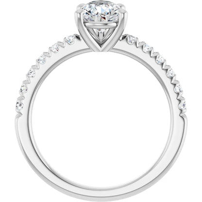 Pear Five Claw Pave White Gold Engagement Ring 