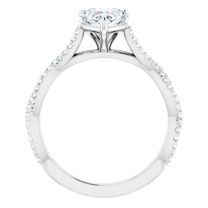 Heart White Gold Twist Style Engagement Ring
