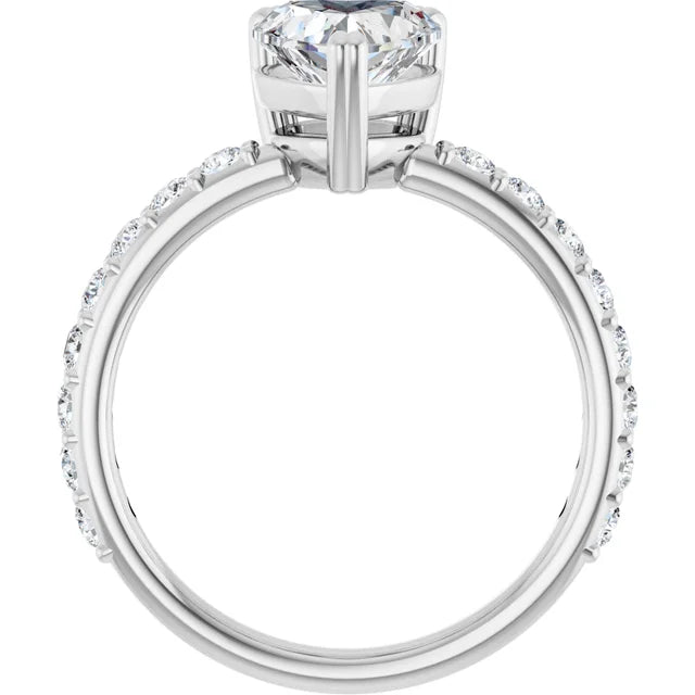 Heart White Gold Claw Set Style Engagement Ring