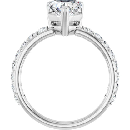 Heart White Gold Claw Set Style Engagement Ring