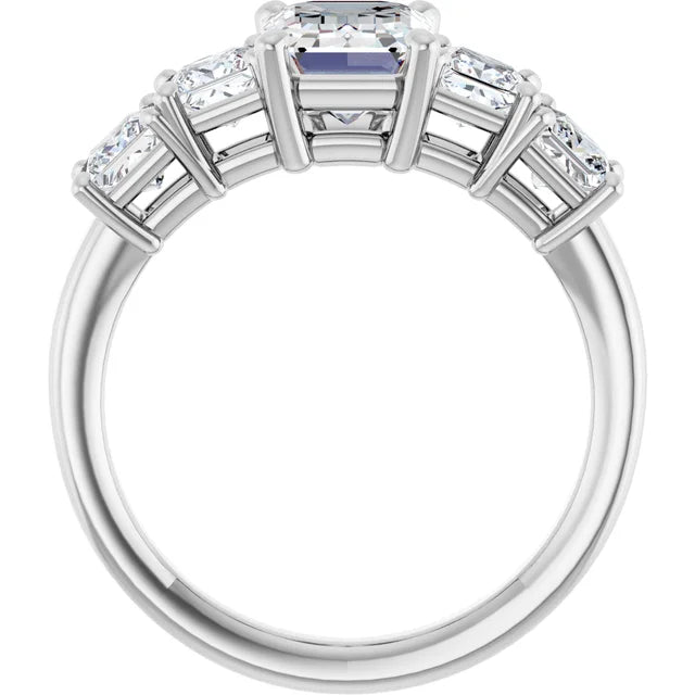 Emerald White Gold Multi Stone Accent Style Engagement Ring