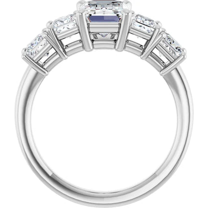 Emerald White Gold Multi Stone Accent Style Engagement Ring