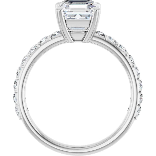 Asscher White Gold Claw Set Style Engagement Ring