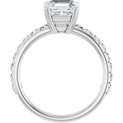 Asscher White Gold Claw Set Style Engagement Ring