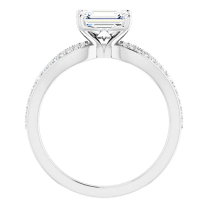 Emerald White Gold East West Style Engagement Ring