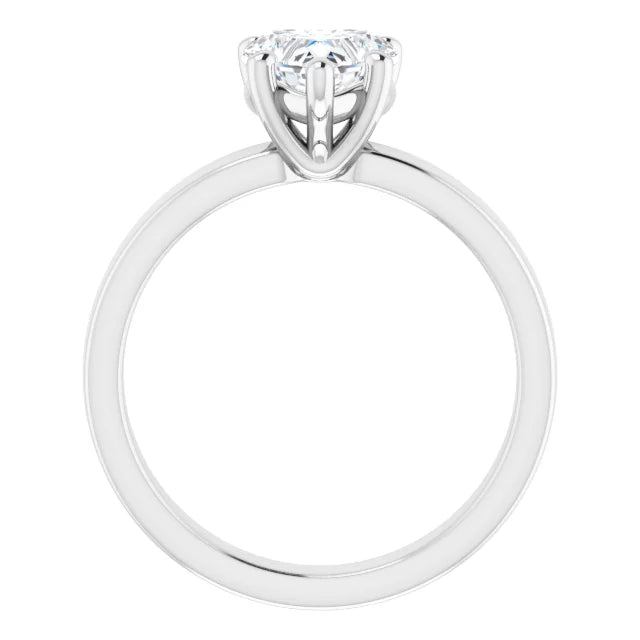 Heart White Gold Wide Band Solitaire Engagement Ring