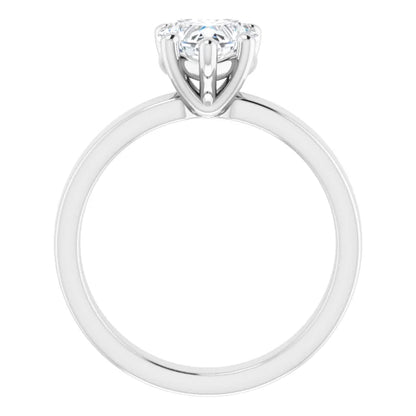 Heart White Gold Wide Band Solitaire Engagement Ring