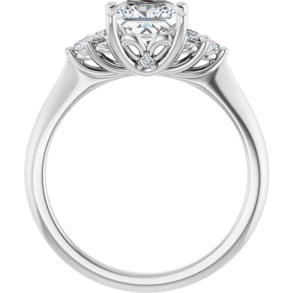 Princess White Gold Antique Inspired Design Engagement Ring