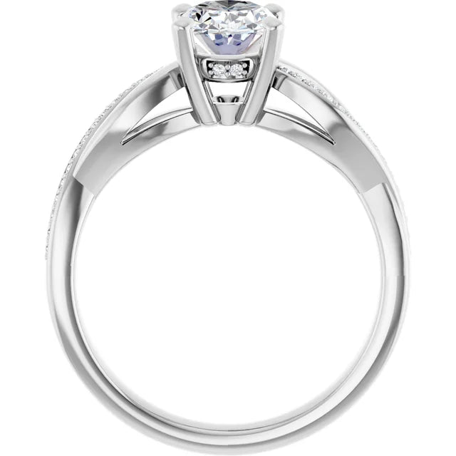 Oval White Gold Claw Set Twist Style Engagement Ring 