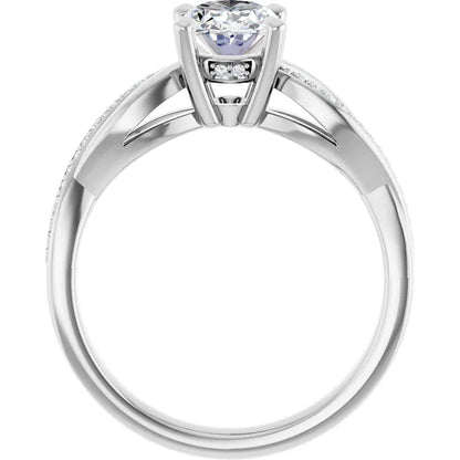 Oval White Gold Claw Set Twist Style Engagement Ring 