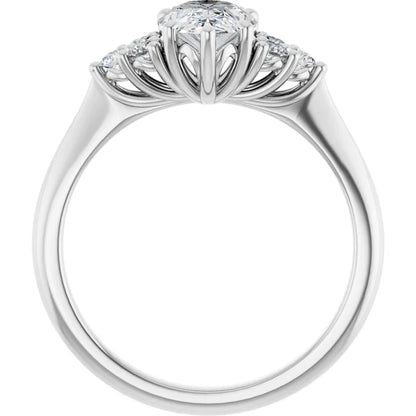 Pear White Gold Antique Inspired Design Engagement Ring