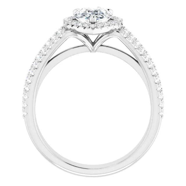 Pear White Gold Halo Style Engagement Ring