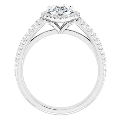 Pear White Gold Halo Style Engagement Ring