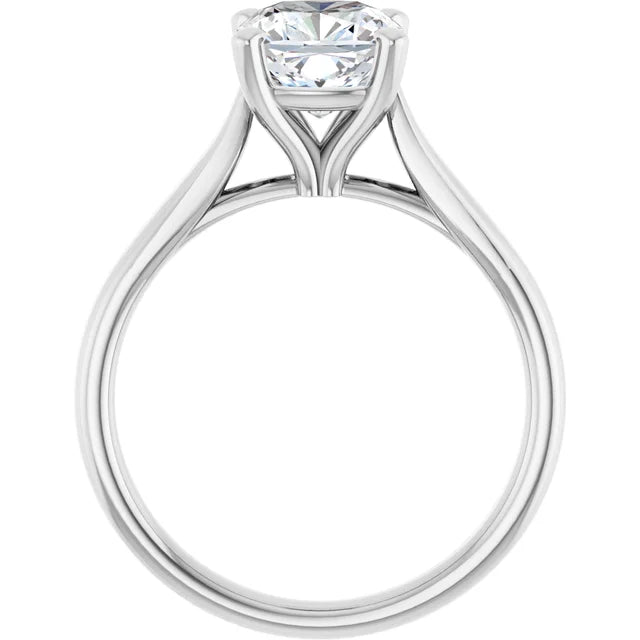 Four Claw White Gold Cushion Solitaire Engagement Ring