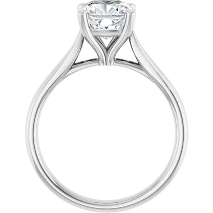 Four Claw White Gold Cushion Solitaire Engagement Ring