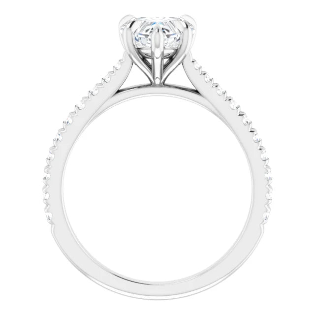 Heart White Gold Claw Set Style Engagement Ring