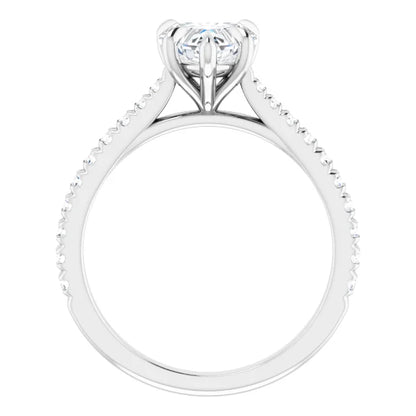 Heart White Gold Claw Set Style Engagement Ring