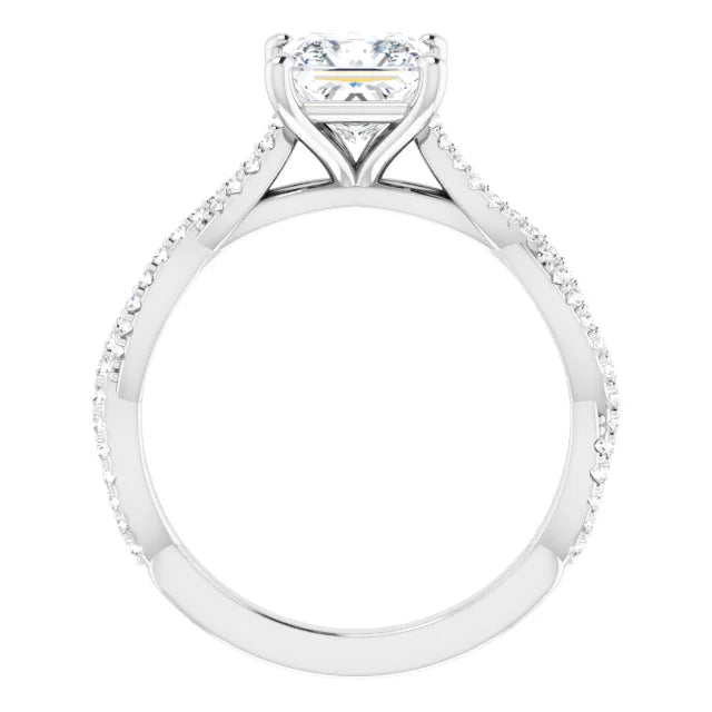 Princess White Gold Twist Style Engagement Ring