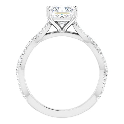 Princess White Gold Twist Style Engagement Ring