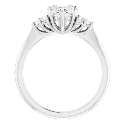 Heart White Gold Antique Inspired Design Engagement Ring