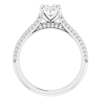 Oval White Gold Pave Lab Diamond Engagement Ring 