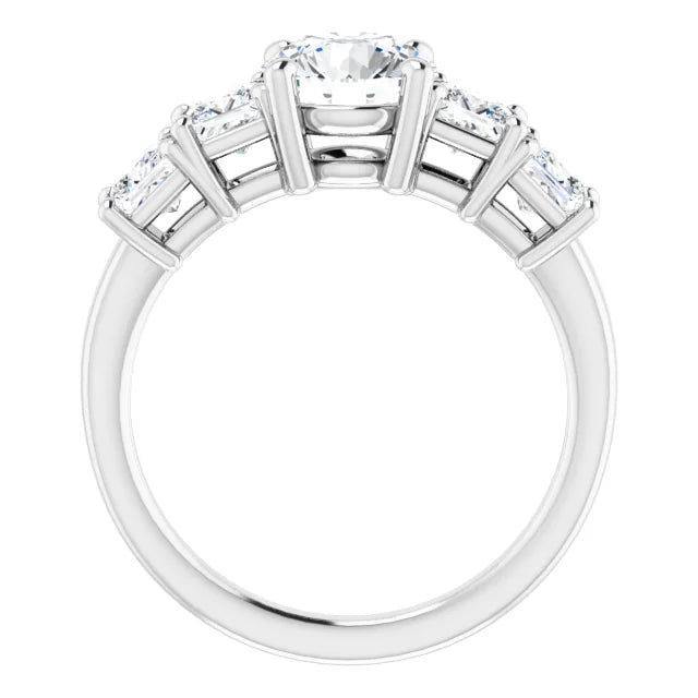 Round Brilliant White Gold Multi Stone Accent Style Engagement Ring