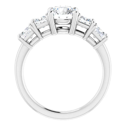 Round Brilliant White Gold Multi Stone Accent Style Engagement Ring